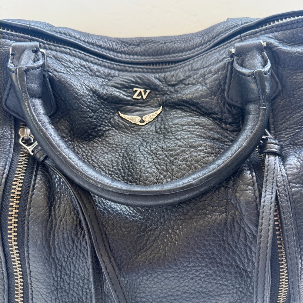 Zidag & Voltaire Leather Zip-Accent Satchel Bag - Picture 2 of 8